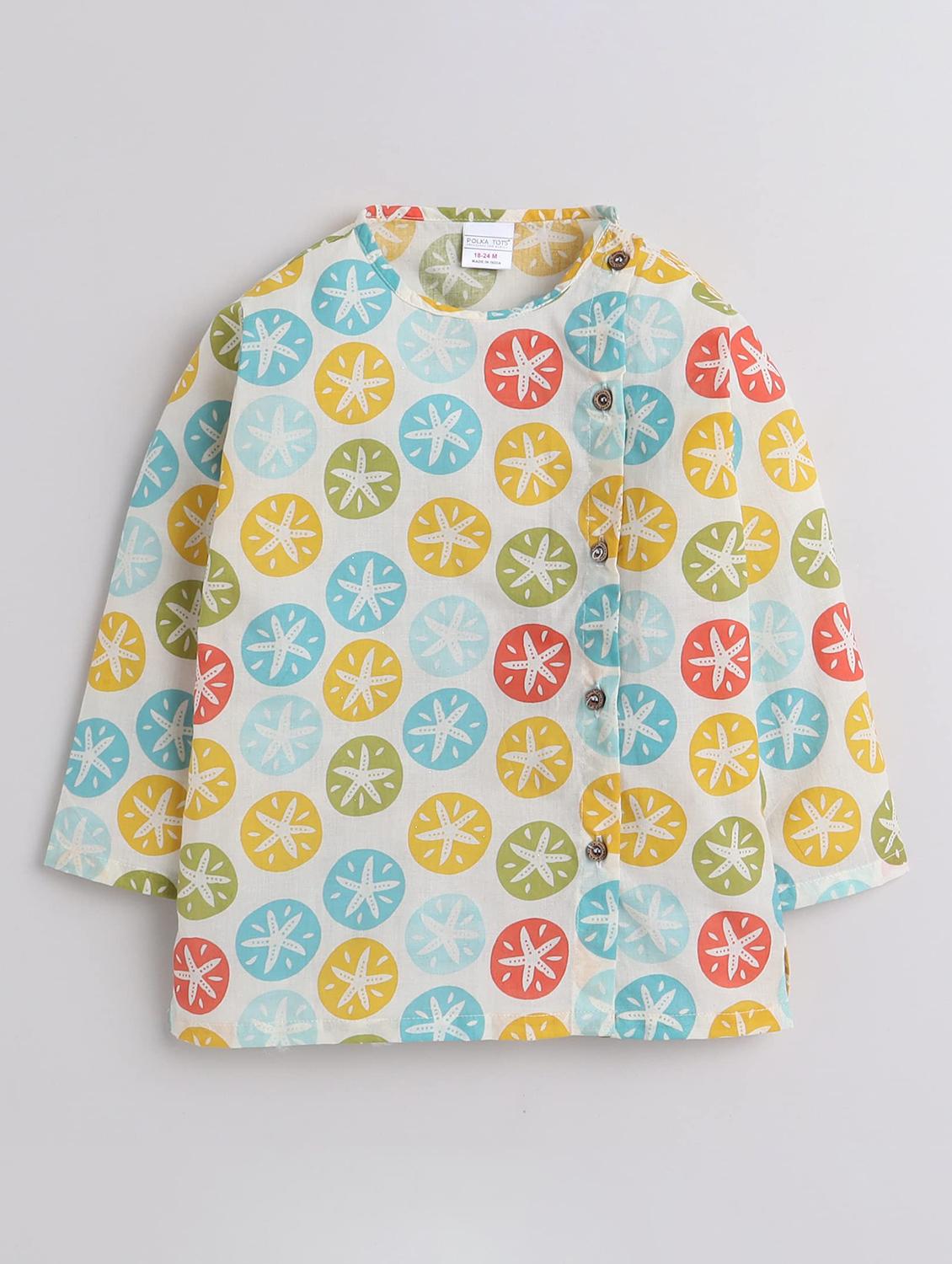 kids printed long sleeve dhoti kurta set - 21948354 - Standard Image - 1