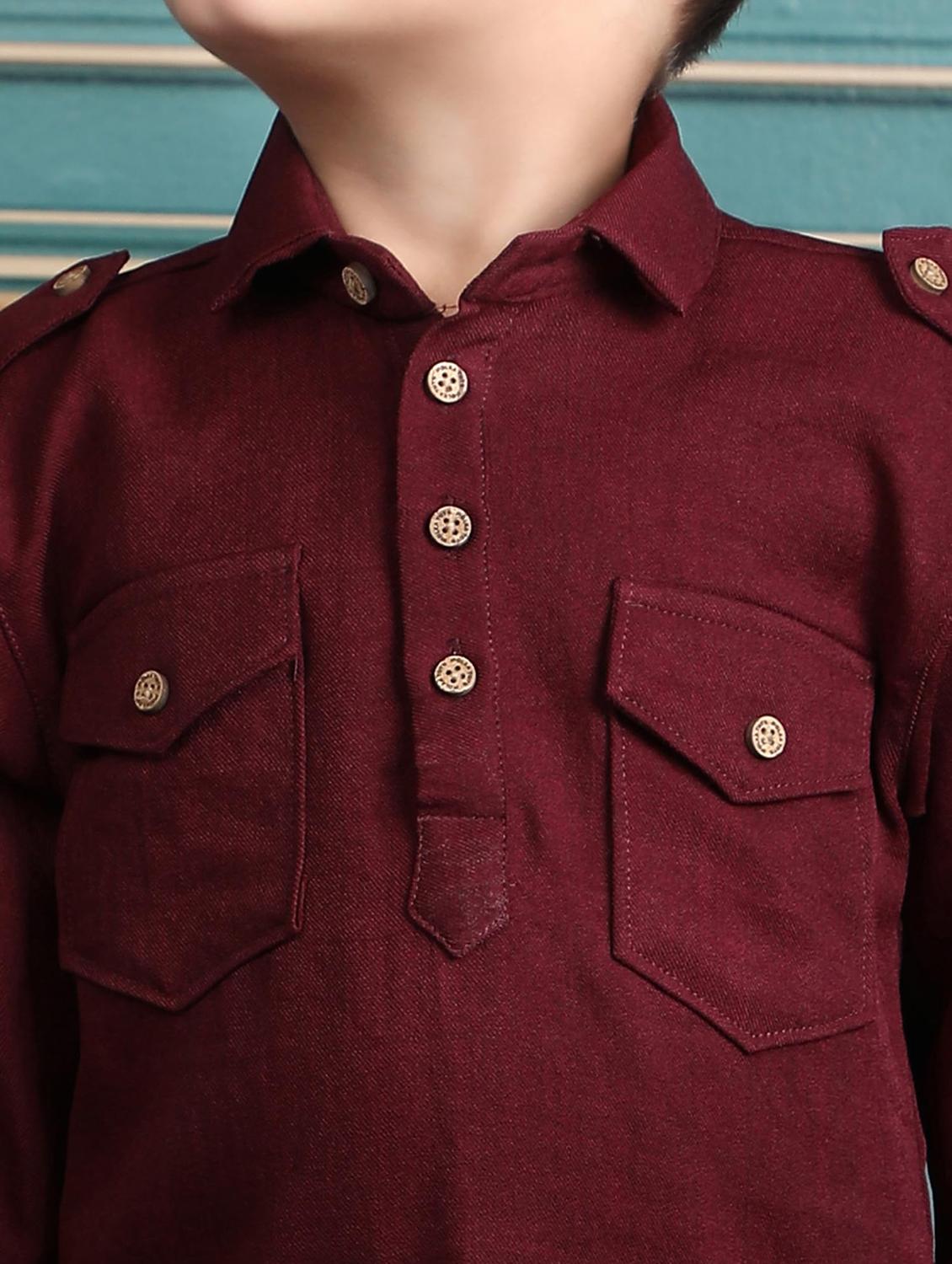 kids solid long sleeve pathani set - 21948359 - Standard Image - 4