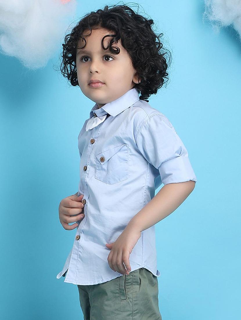 kids light blue solid long sleeve shirt - 21948368 -  Standard Image - 1