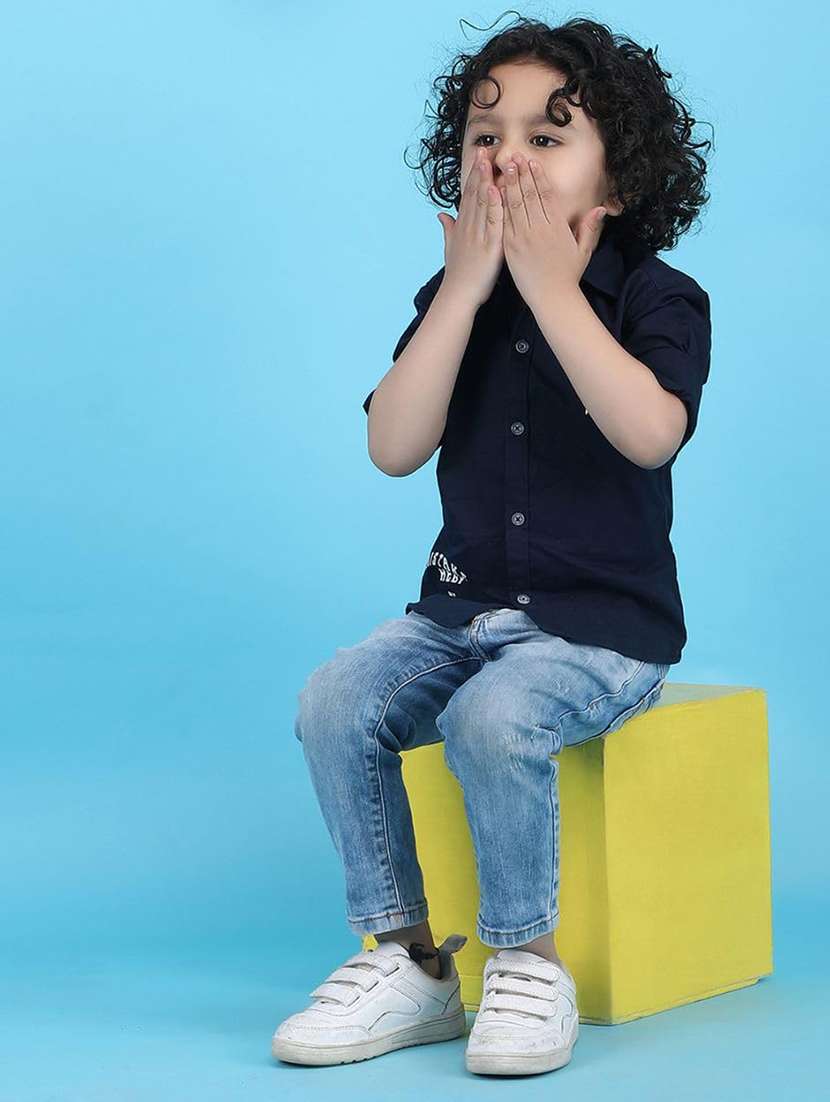 kids navy blue printed long sleeve shirt - 21948370 - Standard Image - 4