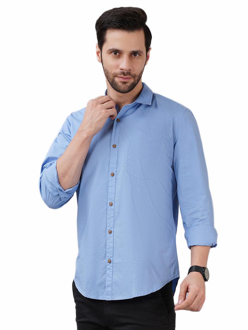 men solid long sleeve regular fit casual shirt - 21948374 - Standard Image - 1