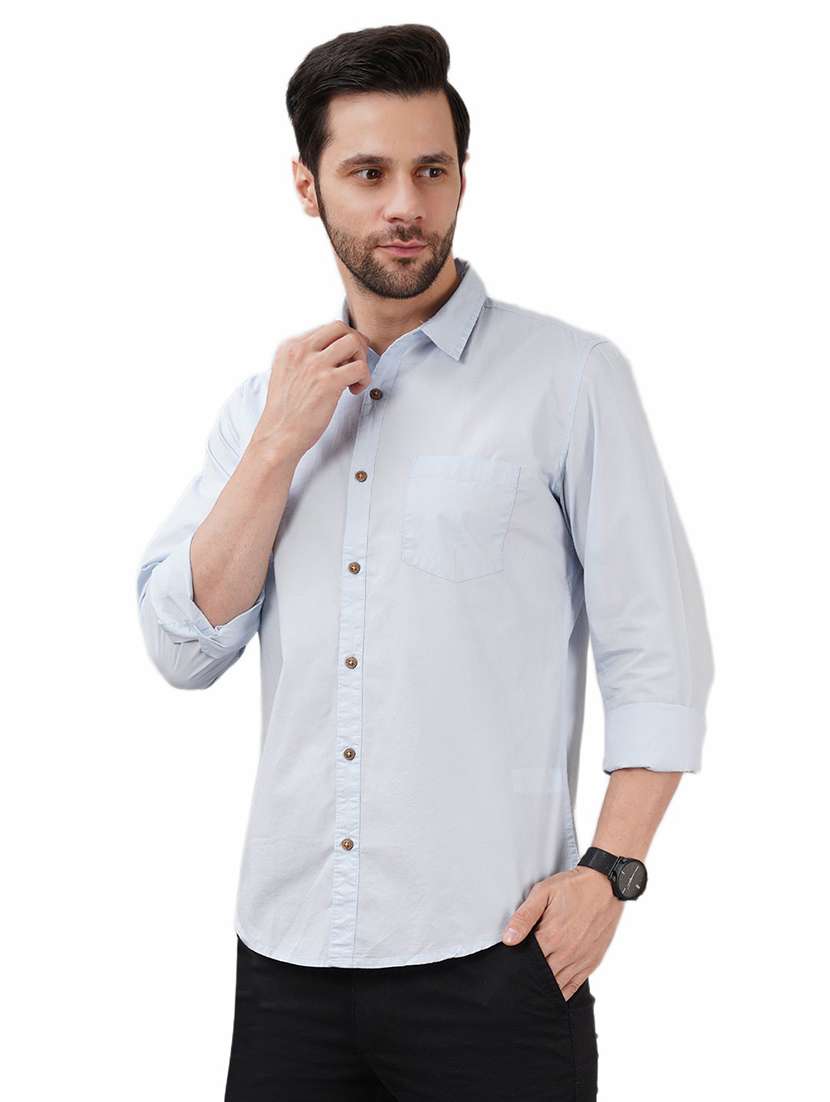 men solid long sleeve regular fit casual shirt - 21948375 - Standard Image - 1