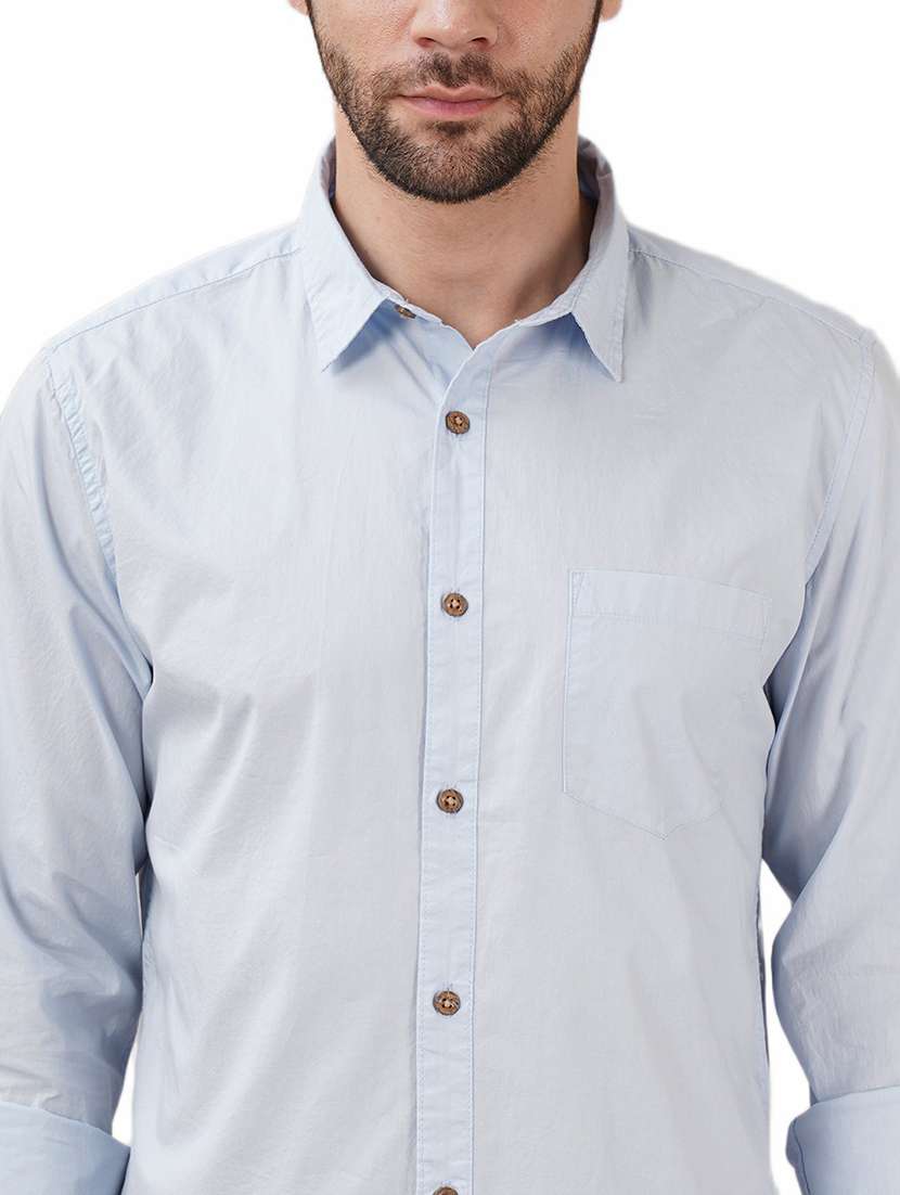 men solid long sleeve regular fit casual shirt - 21948375 - Standard Image - 4