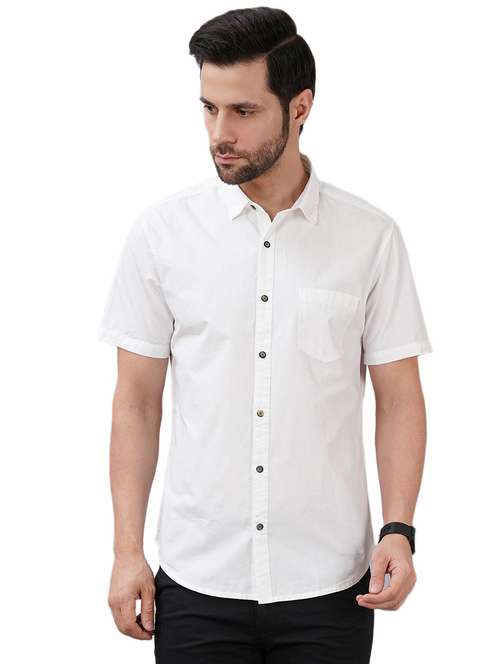 men solid short sleeve regular fit casual shirt - 21948382 -  Standard Image - 0