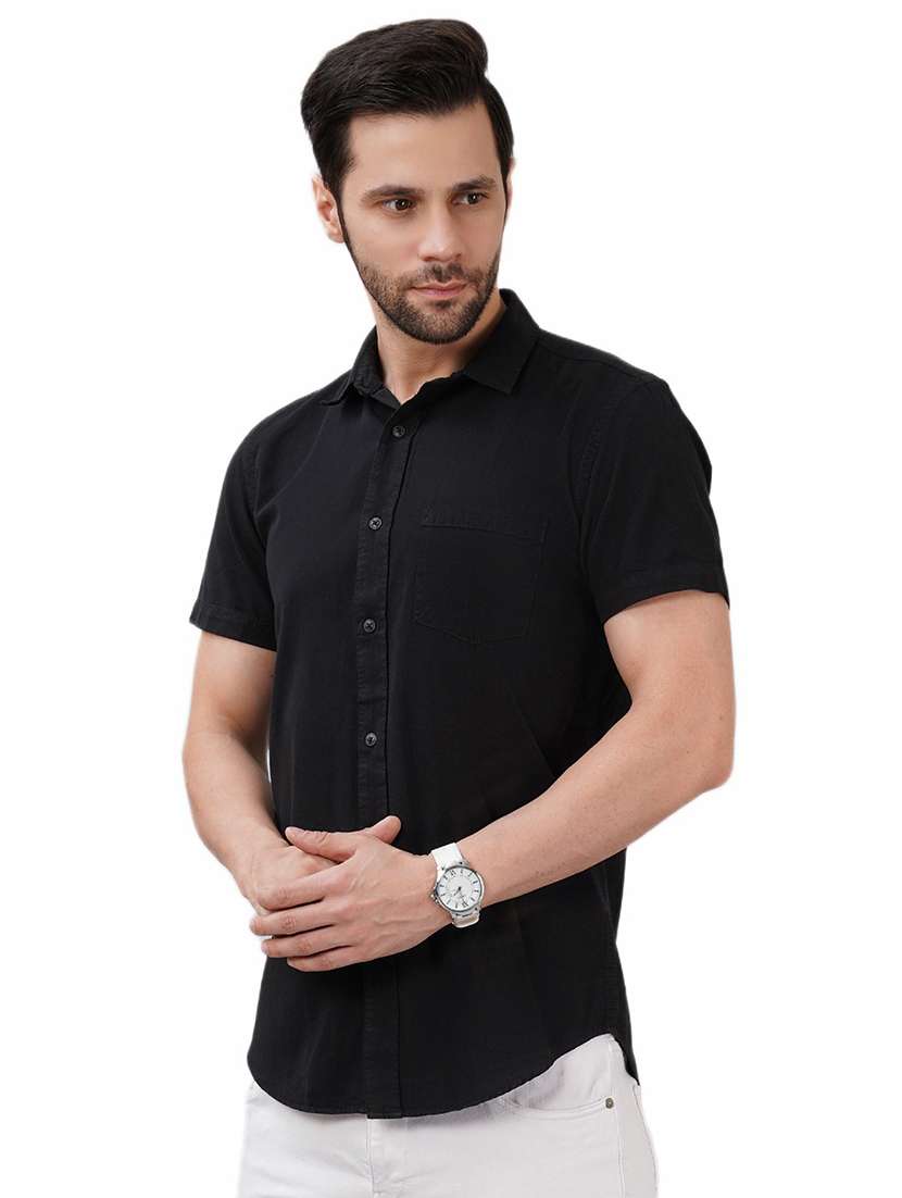 men solid short sleeve regular fit casual shirt - 21948383 -  Standard Image - 1