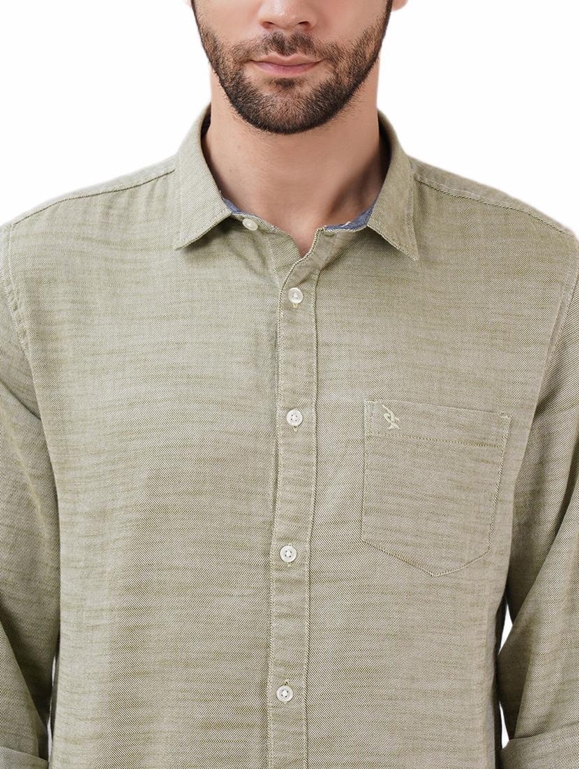 men olive long sleeve regular fit casual shirt - 21948386 - Standard Image - 4