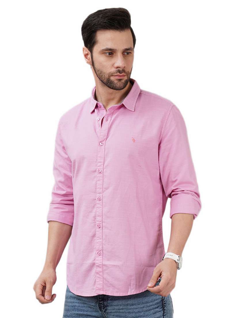 men solid long sleeve regular fit casual shirt - 21948390 - Standard Image - 1
