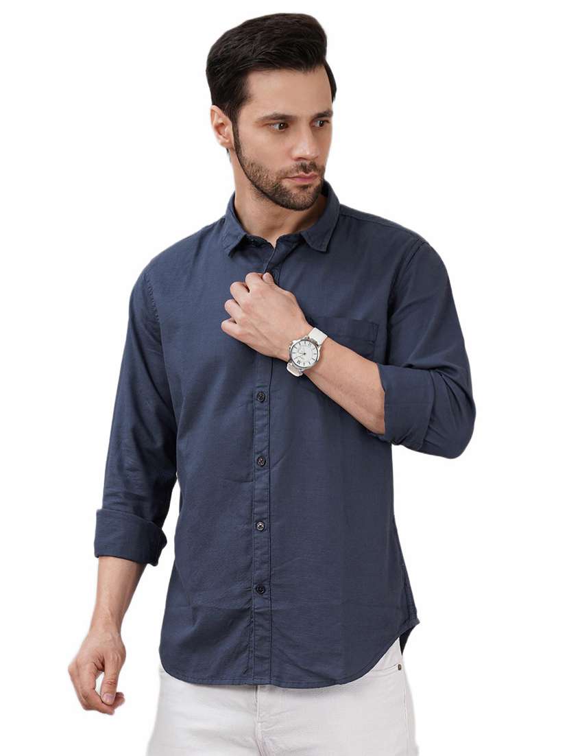 men solid long sleeve regular fit casual shirt - 21948392 -  Standard Image - 1