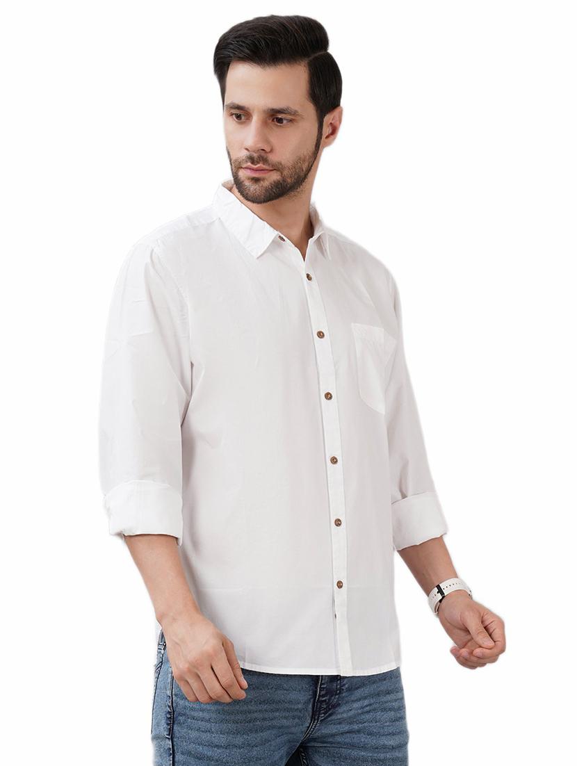 men solid long sleeve regular fit casual shirt - 21948393 - Standard Image - 1