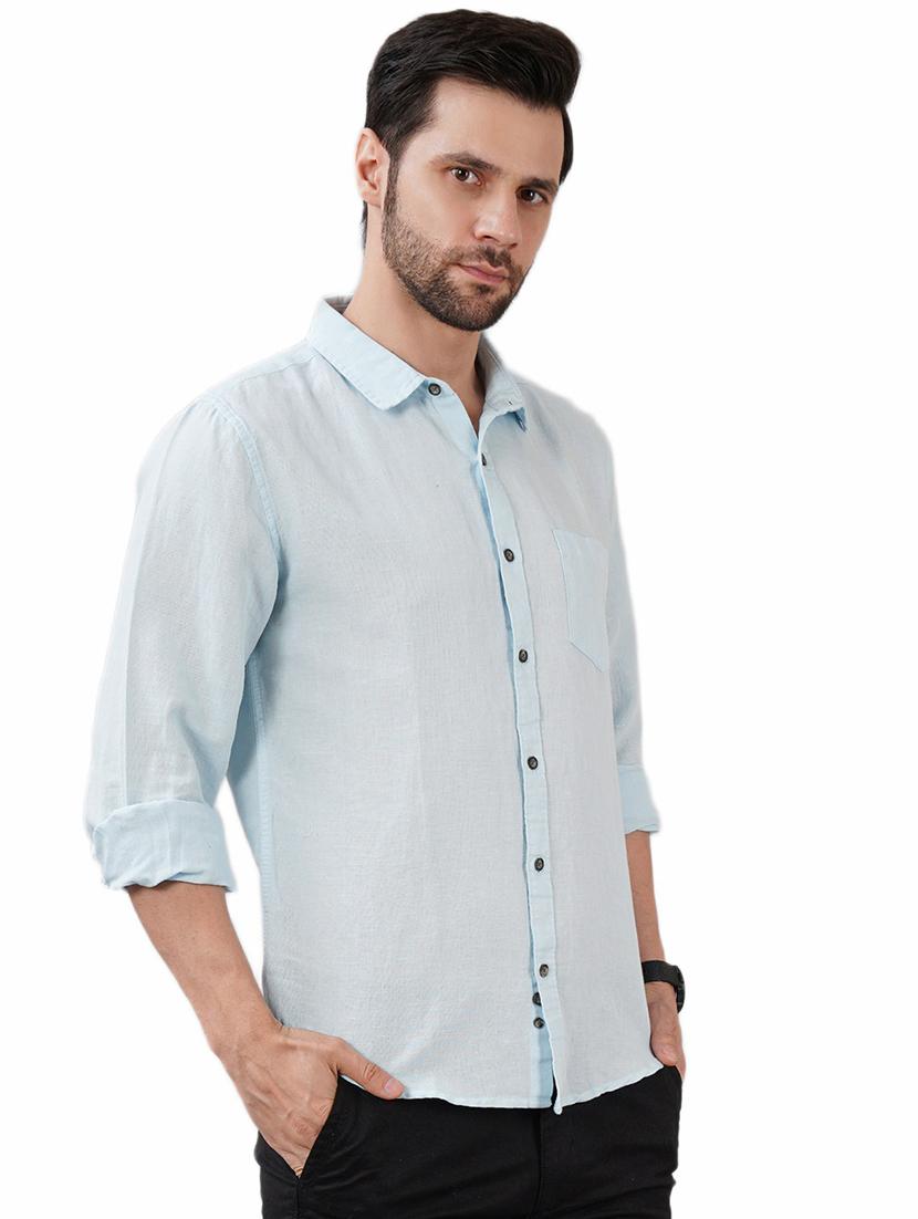 men solid long sleeve regular fit casual shirt - 21948397 - Standard Image - 1
