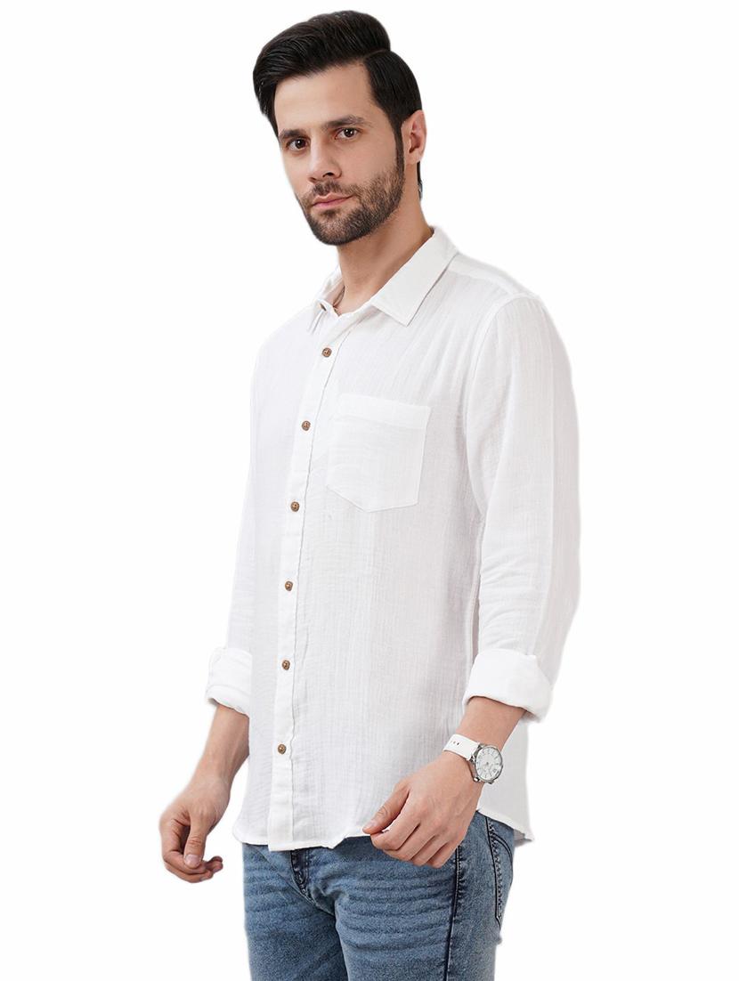 men solid long sleeve regular fit casual shirt - 21948399 - Standard Image - 1