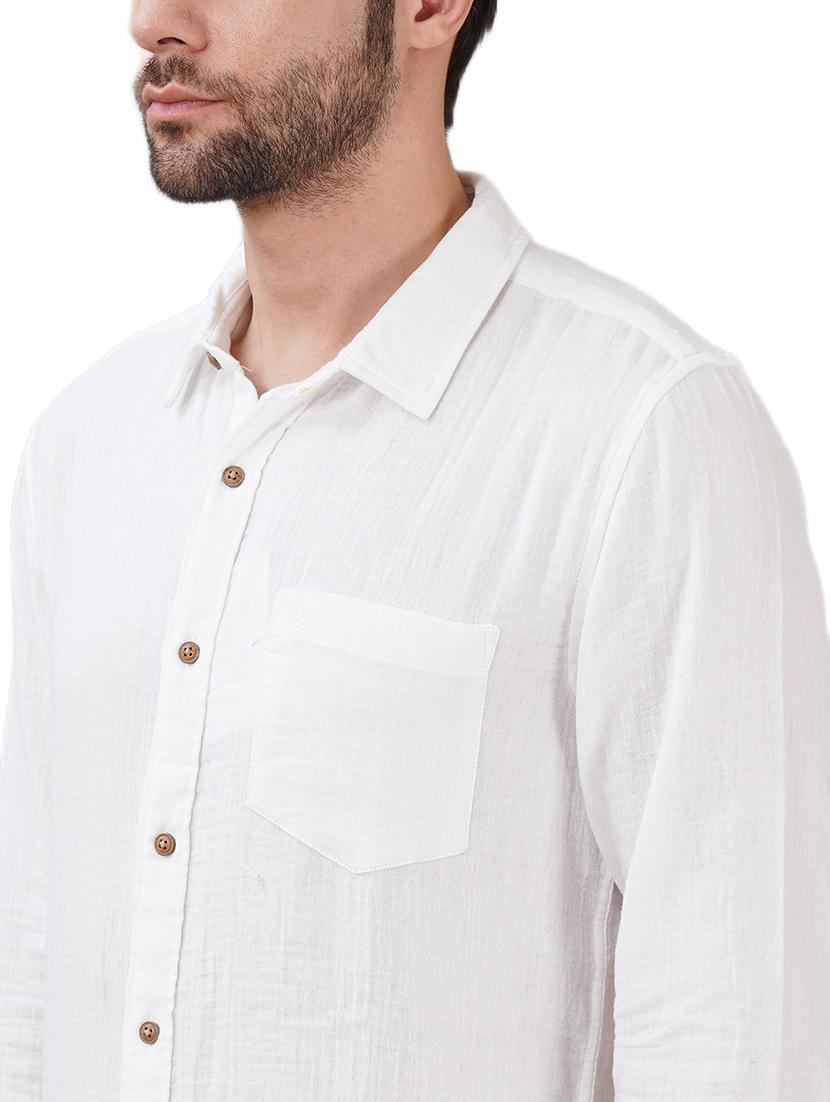 men solid long sleeve regular fit casual shirt - 21948399 - Standard Image - 4