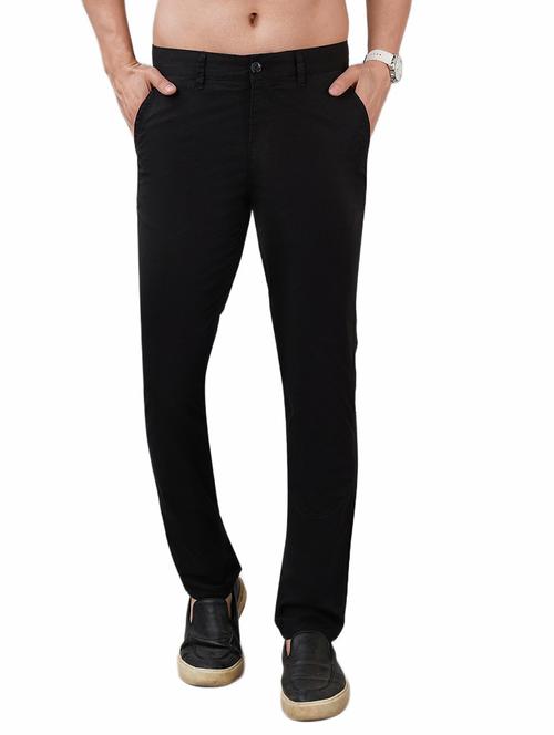 men solid md rise flat front casual chinos - 21948400 - Standard Image - 0