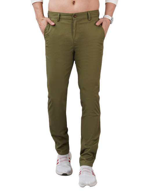 men solid md rise flat front casual chinos - 21948404 - Standard Image - 0