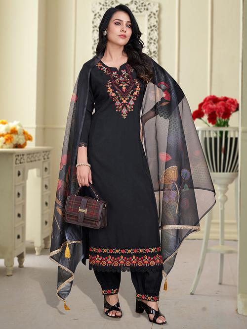 women three quarter sleeve kurta salwar with dupatta set - 21948536 - Standard Image - 0