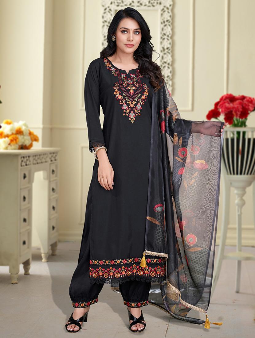 women three quarter sleeve kurta salwar with dupatta set - 21948536 - Standard Image - 1