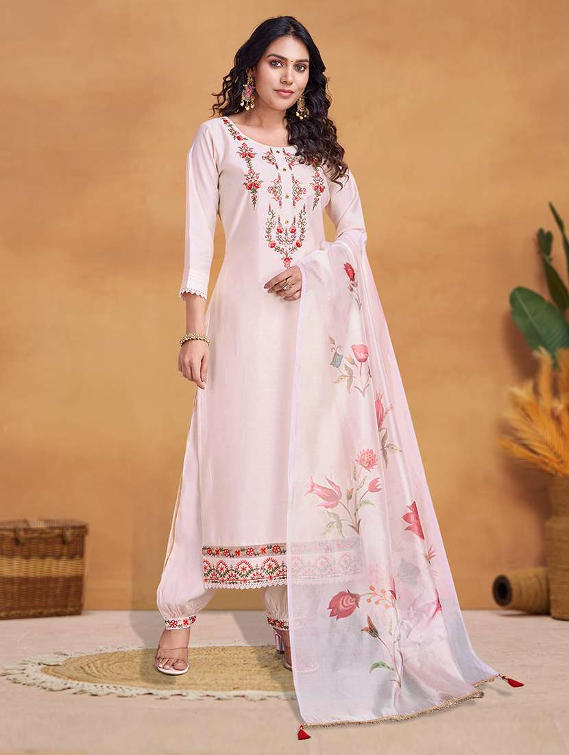 women three quarter sleeve kurta salwar with dupatta set - 21948537 -  Standard Image - 1