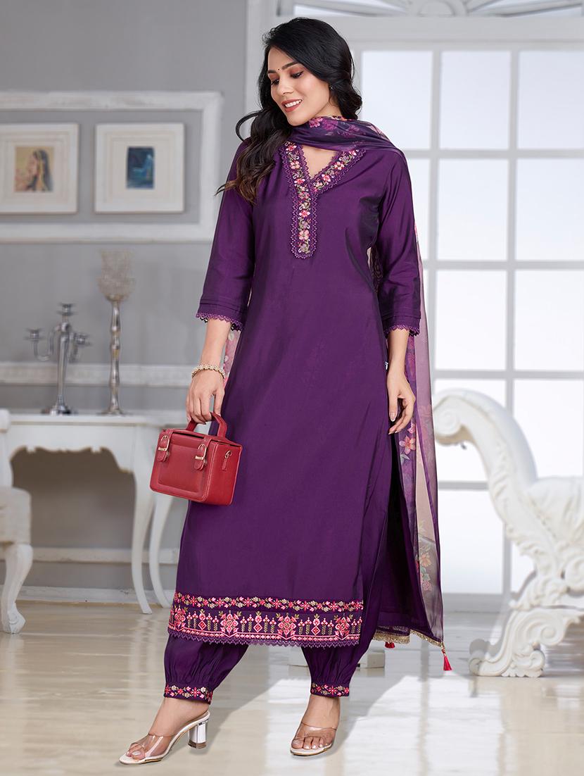 women three quarter sleeve kurta salwar with dupatta set - 21948538 - Zoom Image - 0