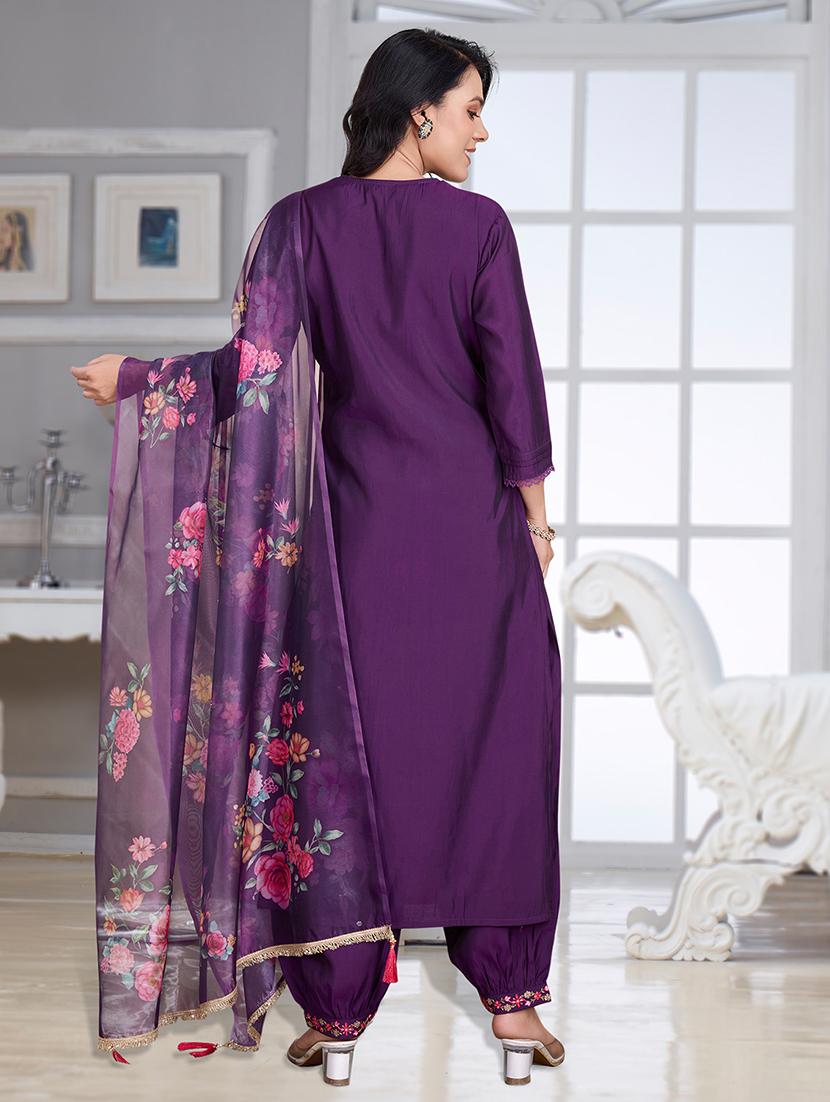 women three quarter sleeve kurta salwar with dupatta set - 21948538 - Standard Image - 4