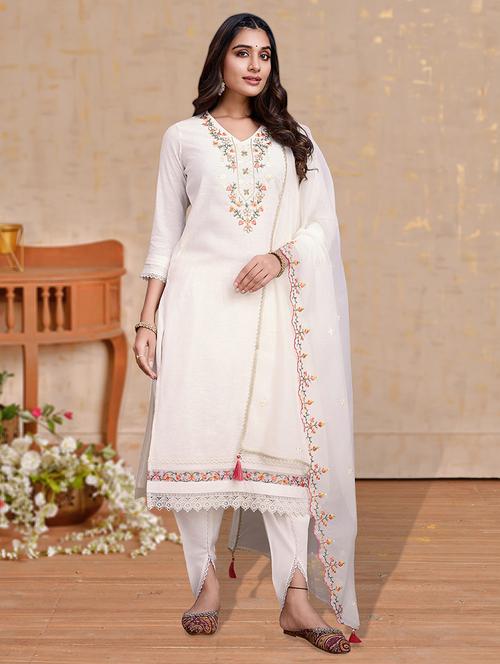 women three quarter sleeve dhoti kurta with dupatta set - 21948551 - Standard Image - 0