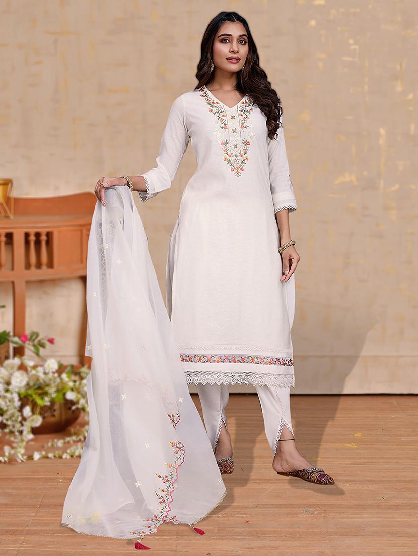 women three quarter sleeve dhoti kurta with dupatta set - 21948551 -  Standard Image - 1