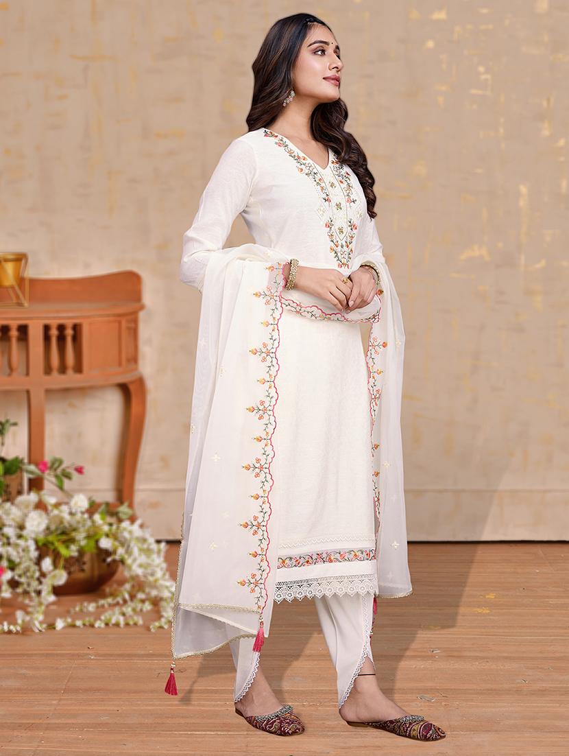 women three quarter sleeve dhoti kurta with dupatta set - 21948551 - Standard Image - 4