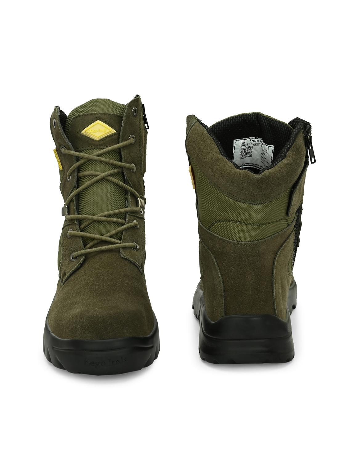 men olive lace up hiking boot - 21948558 - Standard Image - 4
