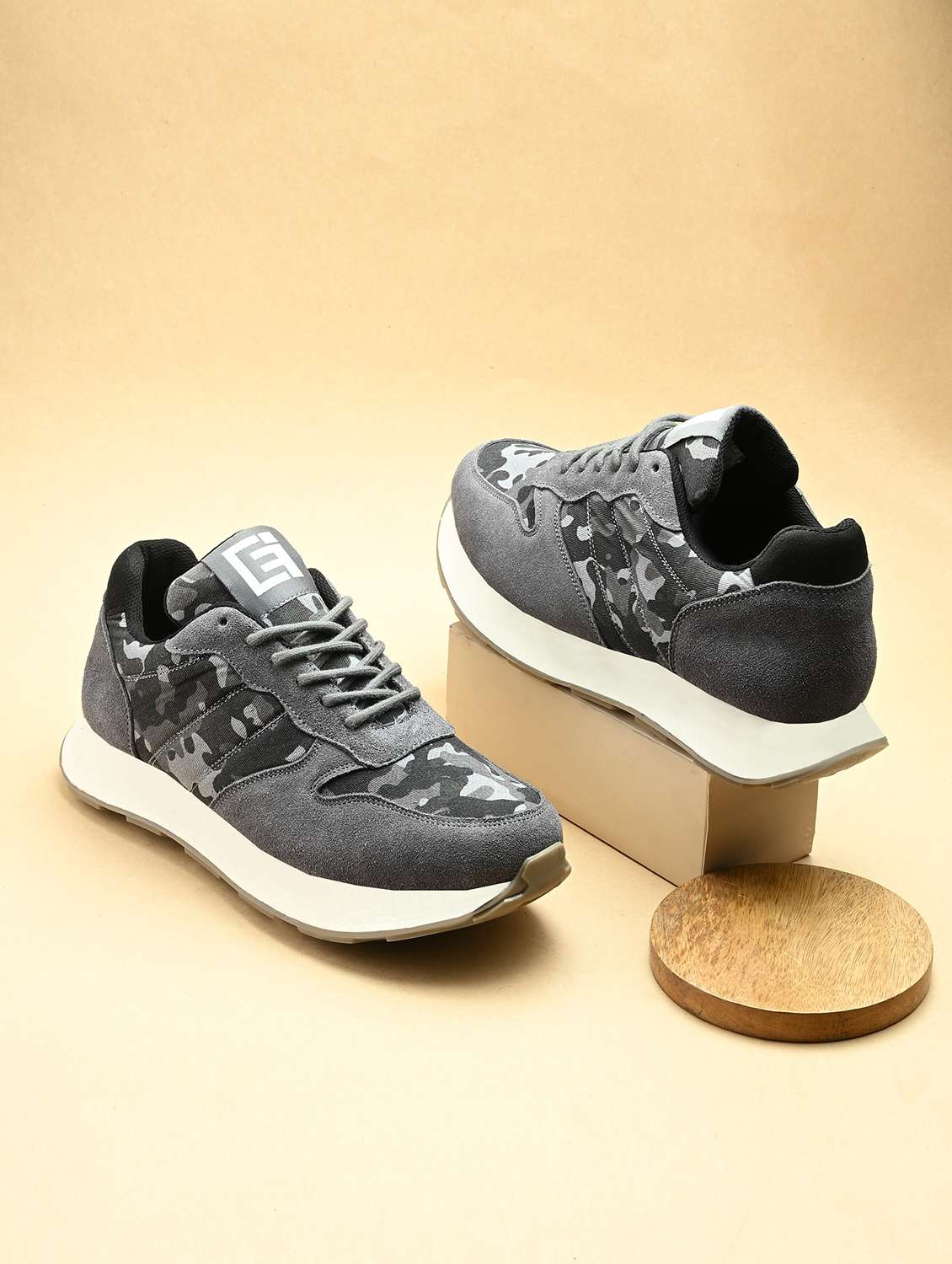 men grey lace up casual shoes - 21948575 - Zoom Image - 0