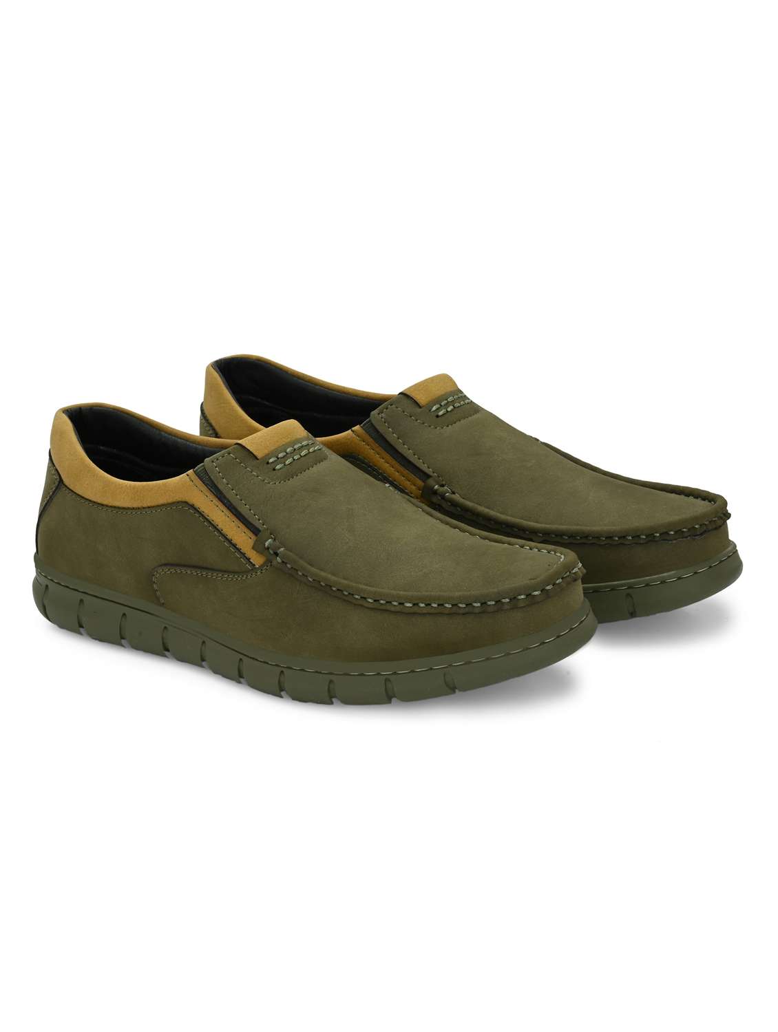 men olive solid boat shoe - 21948578 -  Standard Image - 1