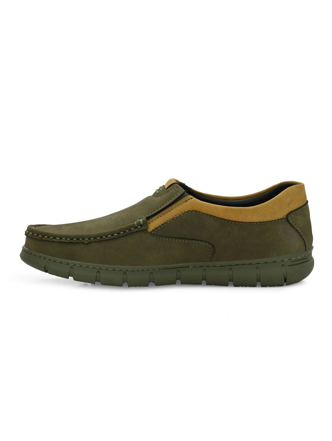 men olive solid boat shoe - 21948578 -  Standard Image - 4