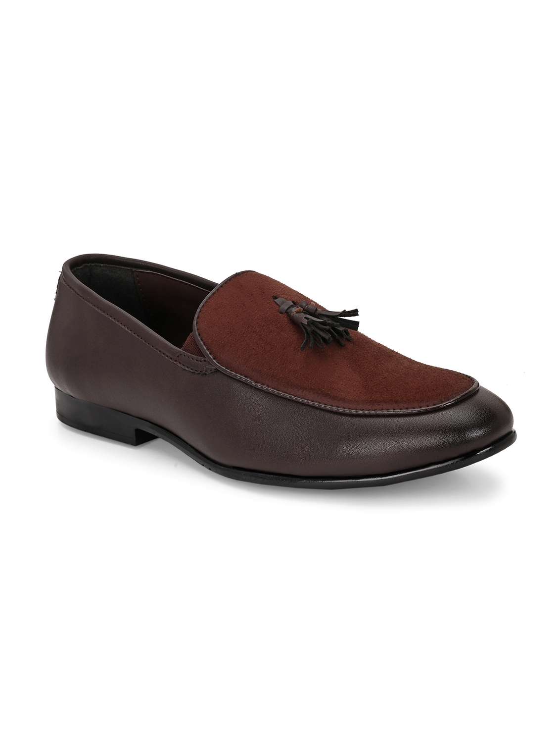 men's brown tasselled synthetic leather loafers - 21948586 - Standard Image - 1