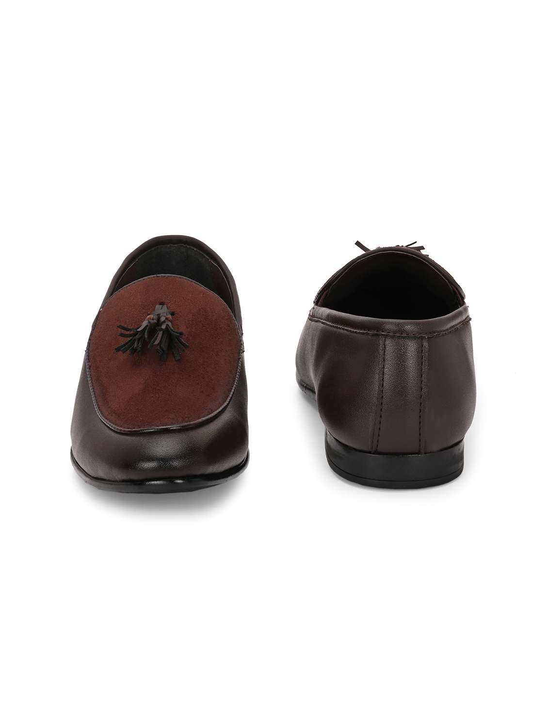 men's brown tasselled synthetic leather loafers - 21948586 - Standard Image - 4