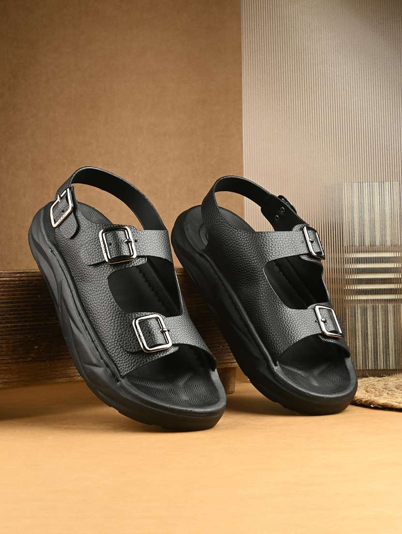 men black back strap sandal - 21948602 -  Standard Image - 1