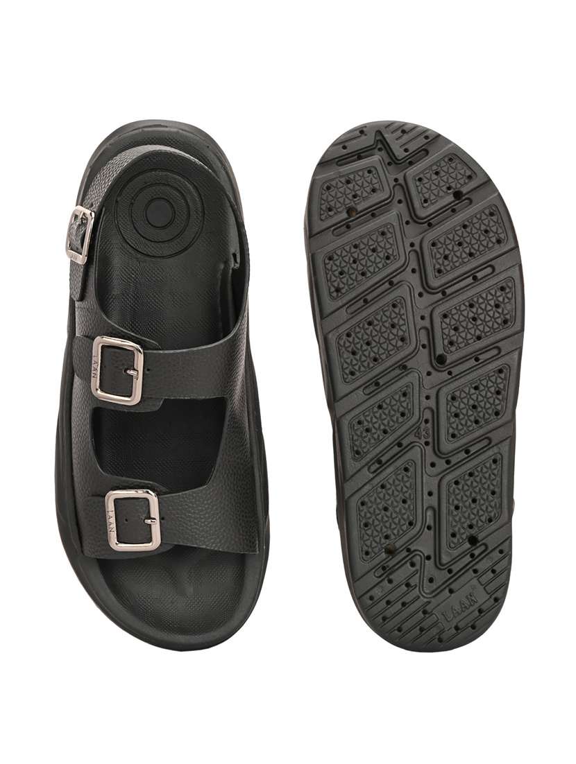 men black back strap sandal - 21948602 -  Standard Image - 4