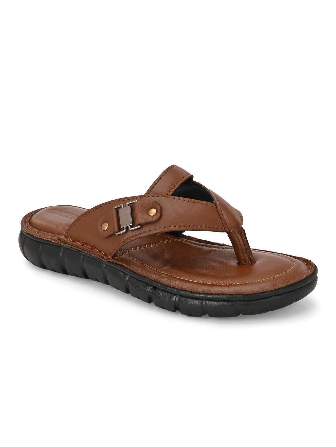 men brown toe seperator sandal - 21948609 -  Standard Image - 1