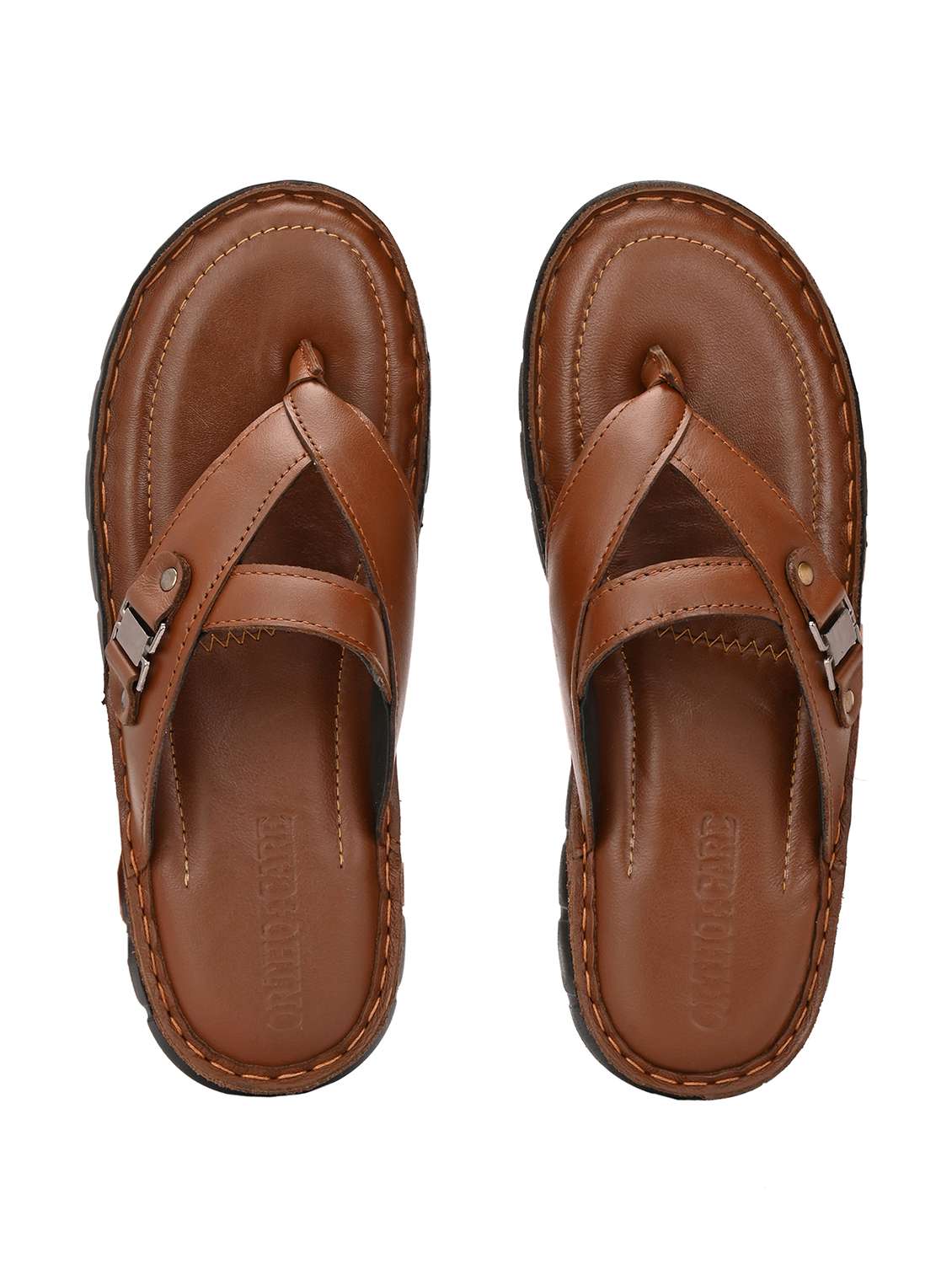 men brown toe seperator sandal - 21948609 -  Standard Image - 6