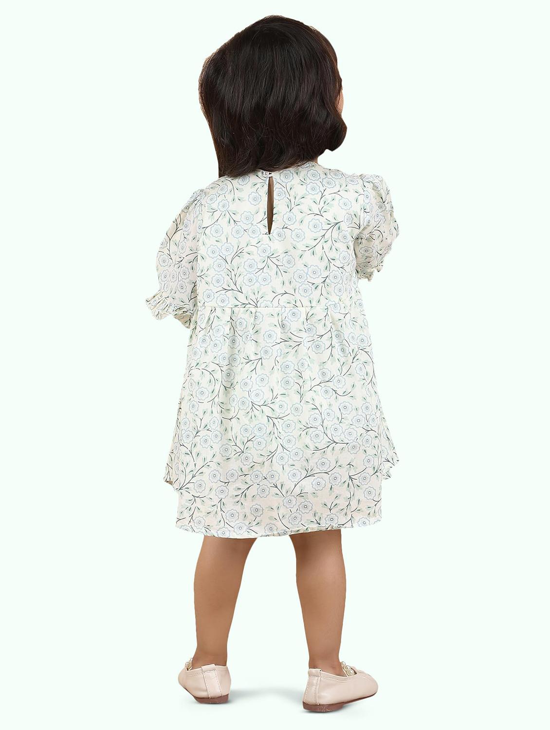 kids neo mint floral printed round neck frock - 21948628 - Standard Image - 4