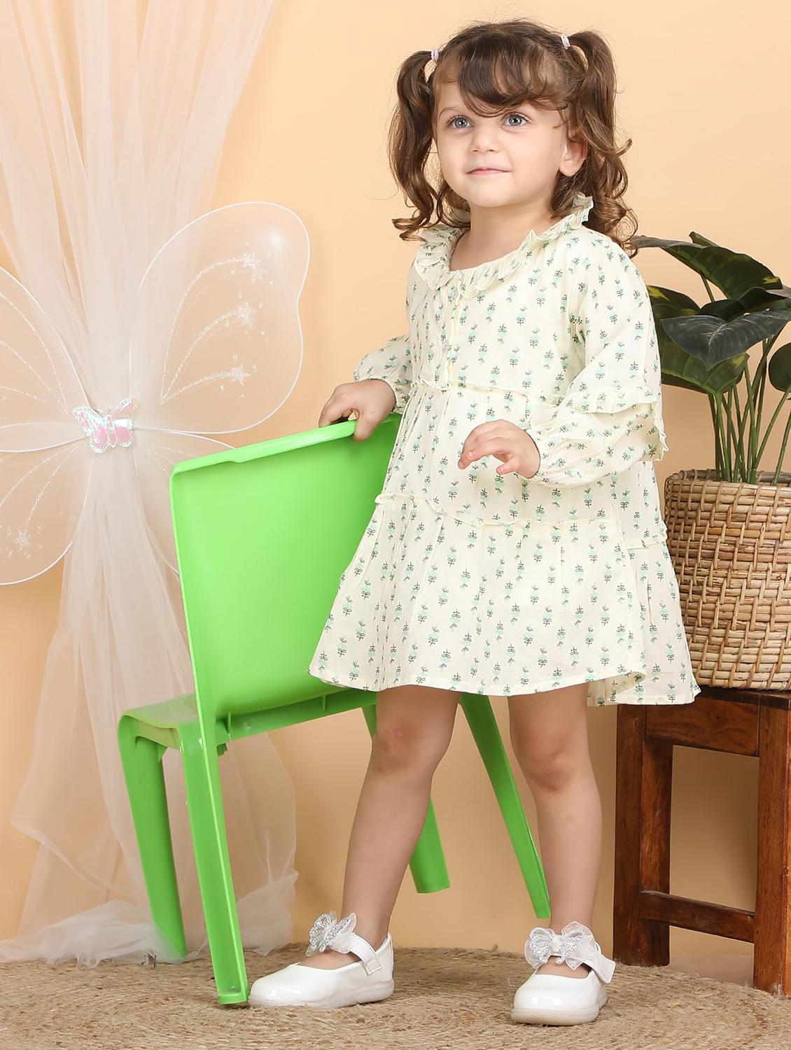 kids neo mint floral printed round neck frock - 21948631 - Standard Image - 1