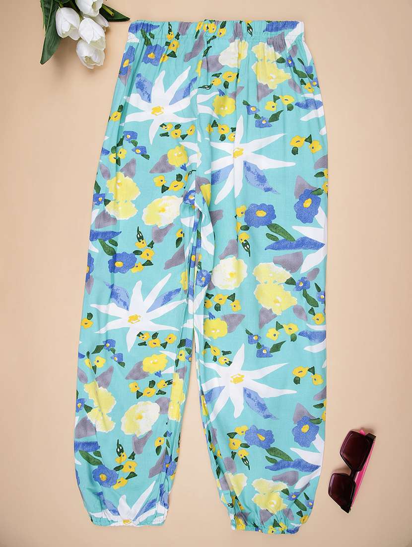 girls green cotton palazzo jogger - 21948664 -  Standard Image - 1