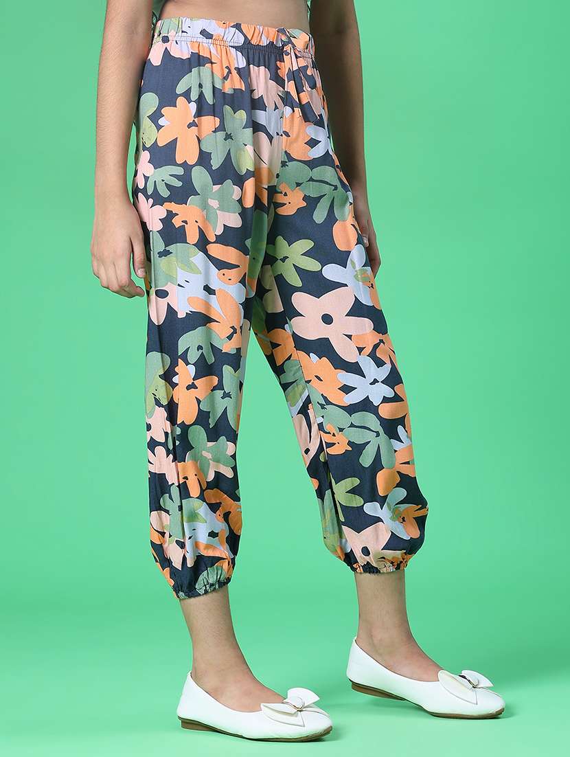 girls navy blue cotton palazzo trouser - 21948665 -  Standard Image - 1