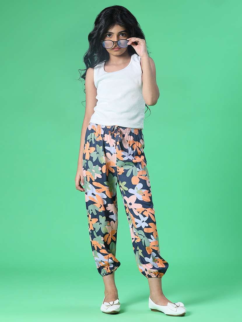 girls navy blue cotton palazzo trouser - 21948665 -  Standard Image - 4