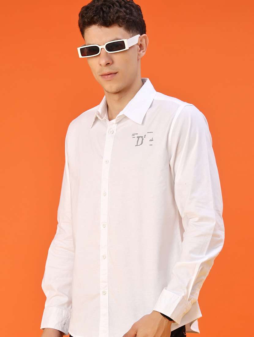 men printed collared long sleeve shirt