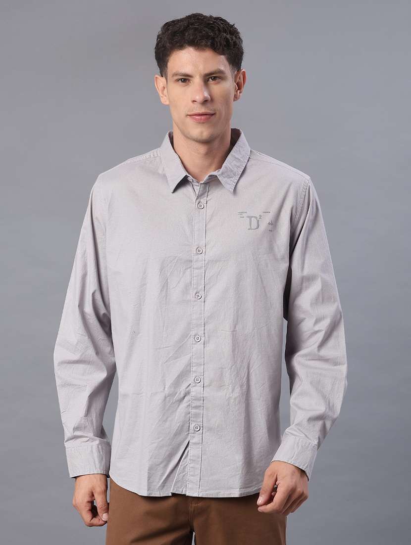 Men Solid Collared Long Sleeve Shirt - 21948707 -  Standard Image - 1