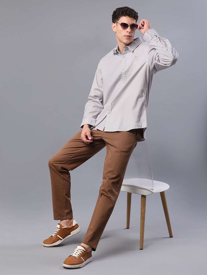 Men Solid Collared Long Sleeve Shirt - 21948707 -  Standard Image - 4