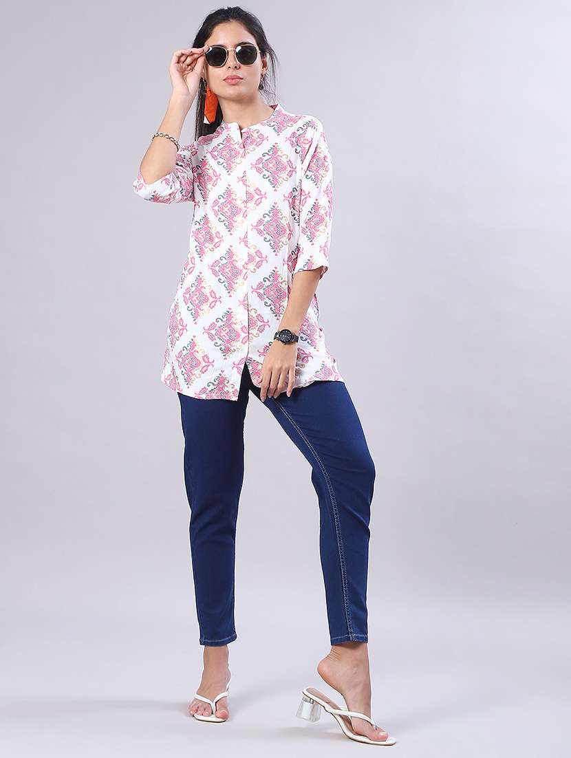 women printed three quarter sleeve kurti - 21948746 -  Standard Image - 4