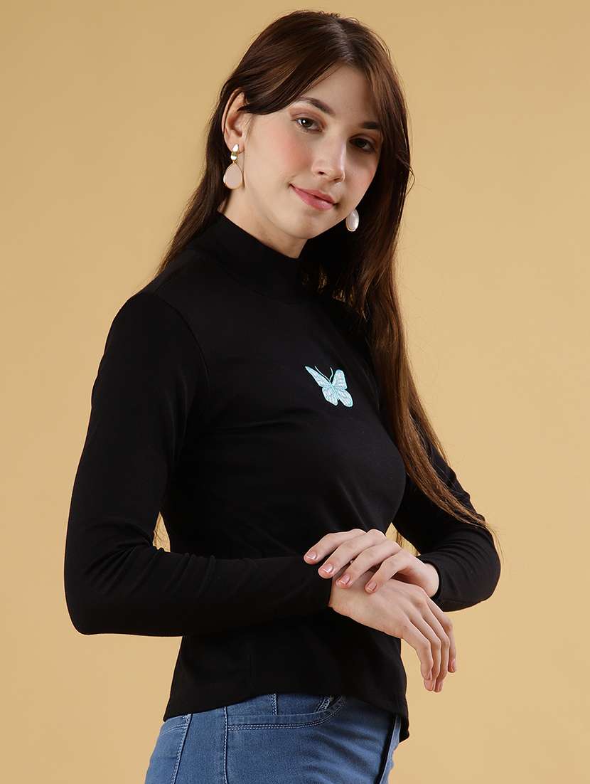 women solid with work long sleeve t-shirt - 21948773 -  Standard Image - 1