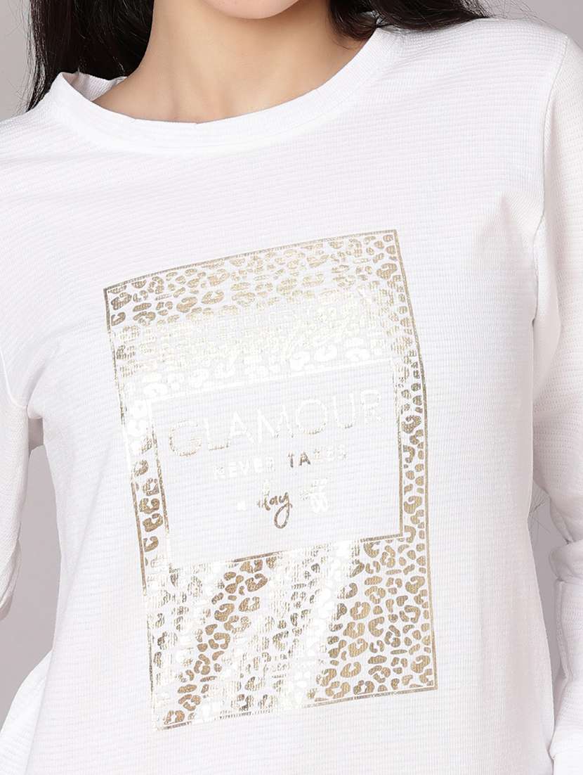 women front print long sleeve t-shirt - 21948789 - Standard Image - 4