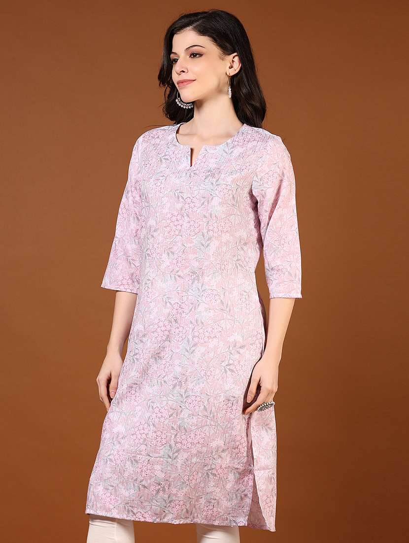 women three quarter sleeve straight kurta - 21948893 -  Standard Image - 1