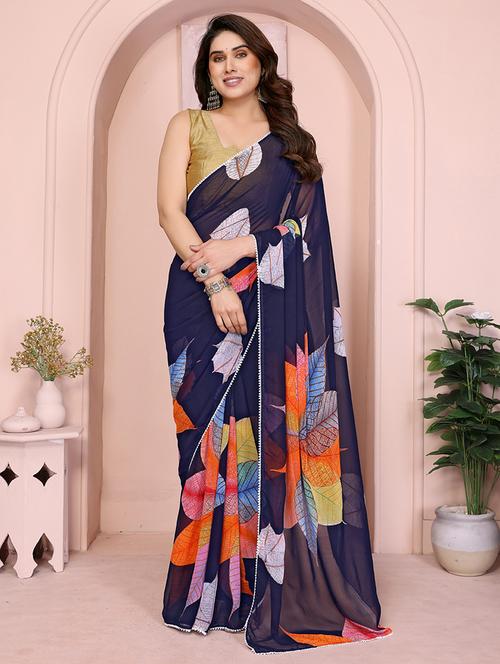 women printed casual wear saree with blouse - 21949149 -  Standard Image - 0