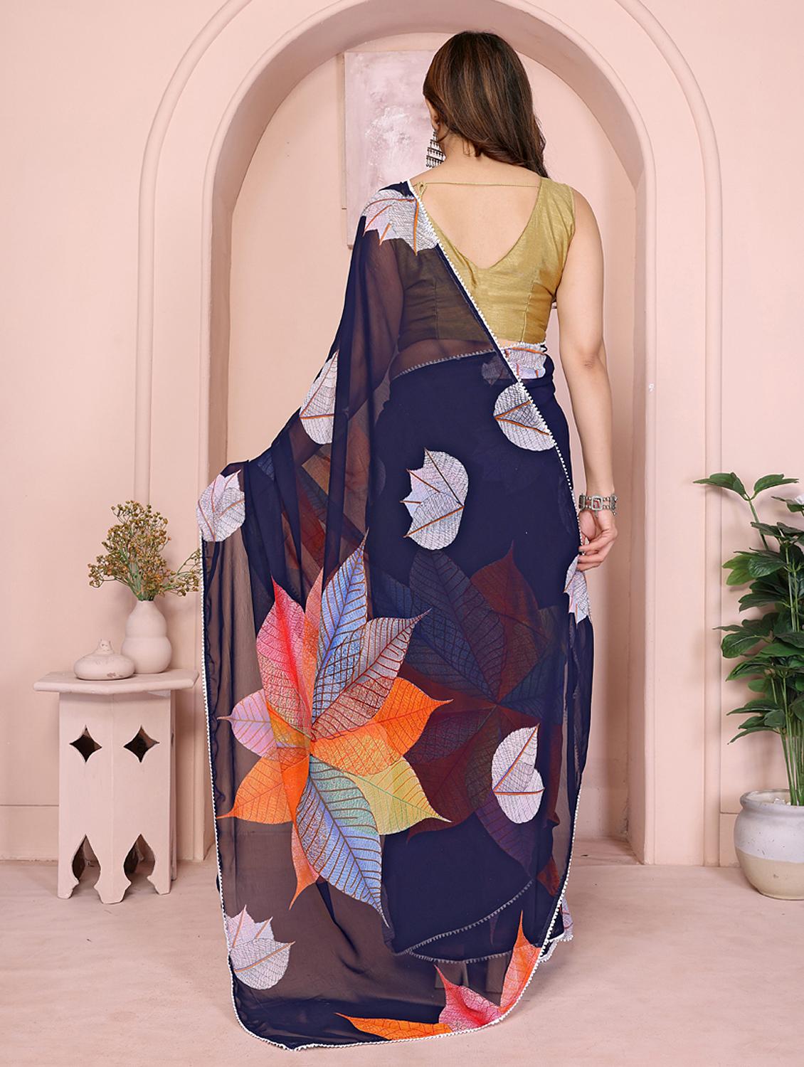 women printed casual wear saree with blouse - 21949149 -  Standard Image - 1